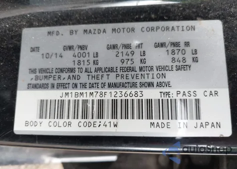 2015 Mazda Mazda3 I Grand Touring from USA, damaged, VIN JM1BM1M78F1236683